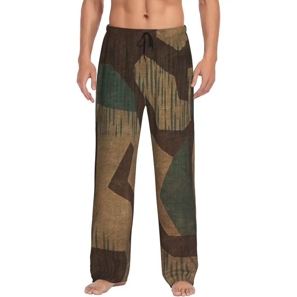 

Custom Splintertarn German WW2 Camouflage Army Military Camo Pajama Pants Men Sleepwear Sleep Lounge Bottoms with Pockets