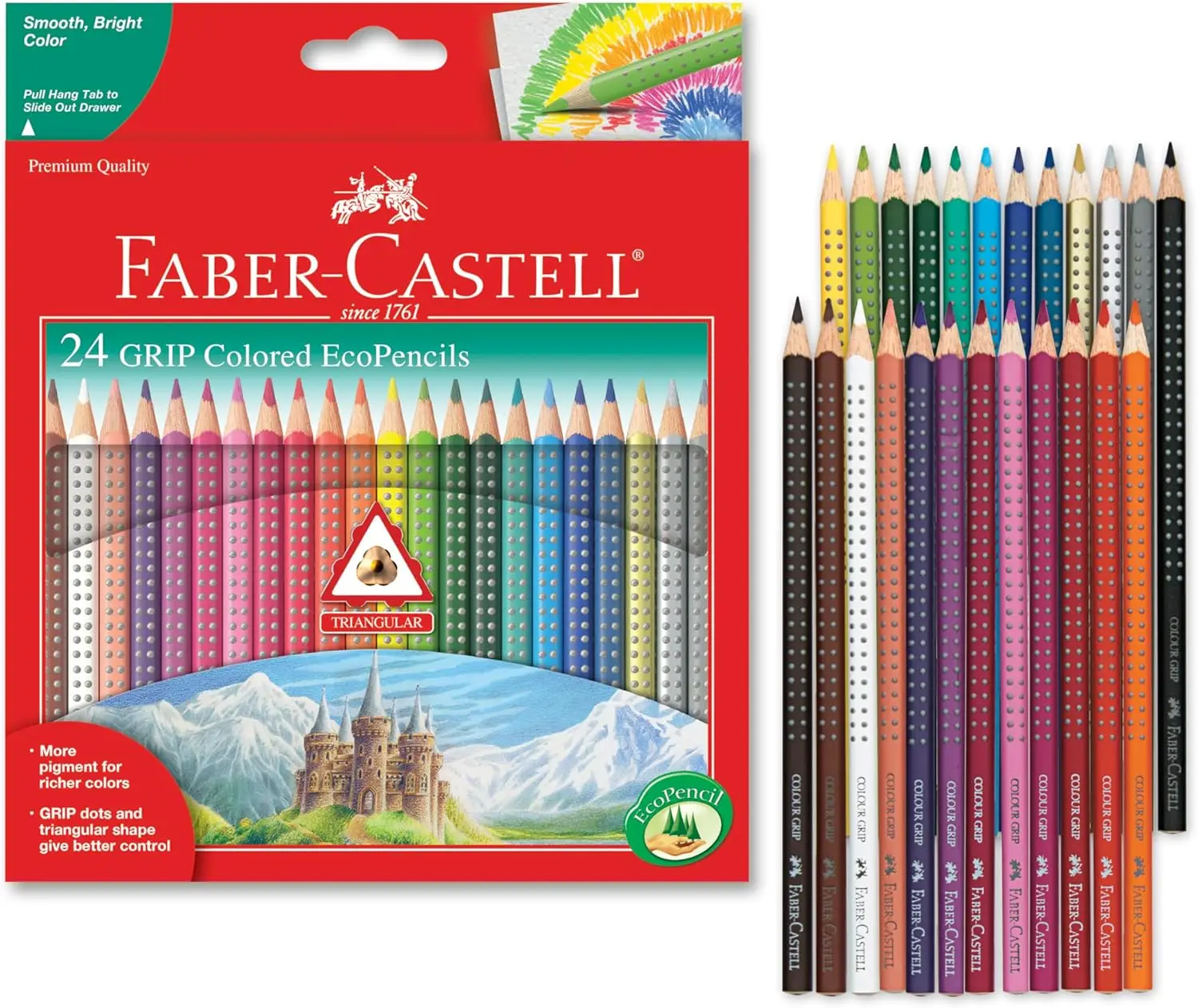 

24 Pre-Sharpened Colored Pencils Set - Vibrant Colors, Ergonomic Grip for Smooth Drawing & Art Projects