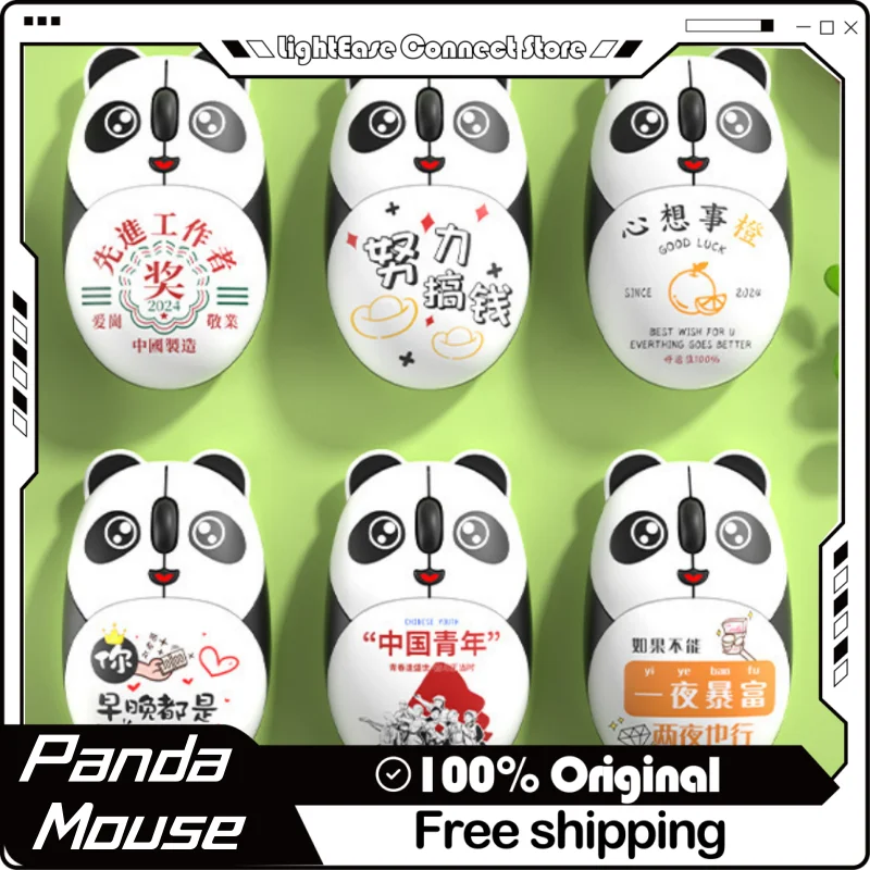 2024 New Panda Cartoon Animal Female New Bluetooth Wireless Dual-Mode Mouse Cute And Convenient 2.4g Desktop Laptop Universal