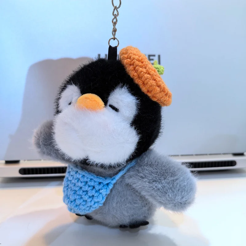 10cm Wear A Hat Backpack Penguin Decoration Plush Toy Gift Keychain Cute Doll Pendant Lovely Penguin Dolls Holiday Birthday Gift