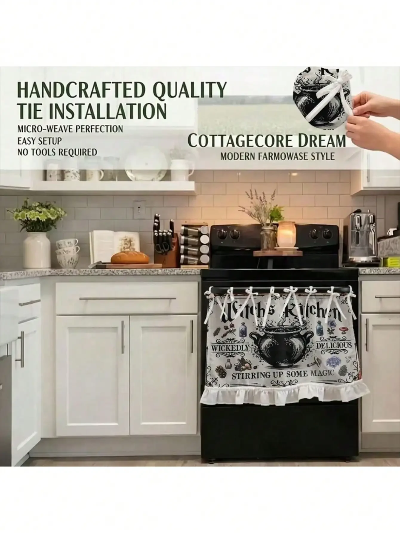 2D Flat, 2D Kitchen Apron Witch Kitchen Pattern Multifunctional Protective Curtain, Suitable For And Stove Cover, Cabinet Protection Board, Appliance Decorative Cover