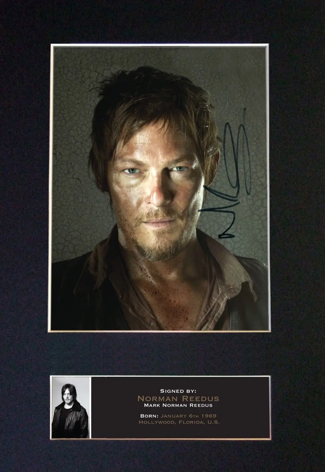 NORMAN REEDUS Signed Art Film Print Silk Poster Home Wall Decor 24x36inch