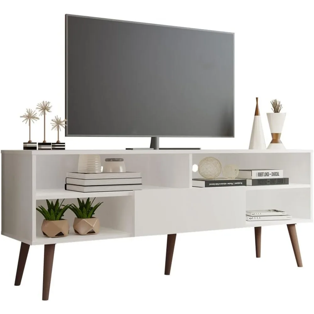 

Modern TV Stand with 1 Door and 4 Shelves with Cable Management for 55, 65 Inch Media Storage Media Console Living Room and Bed