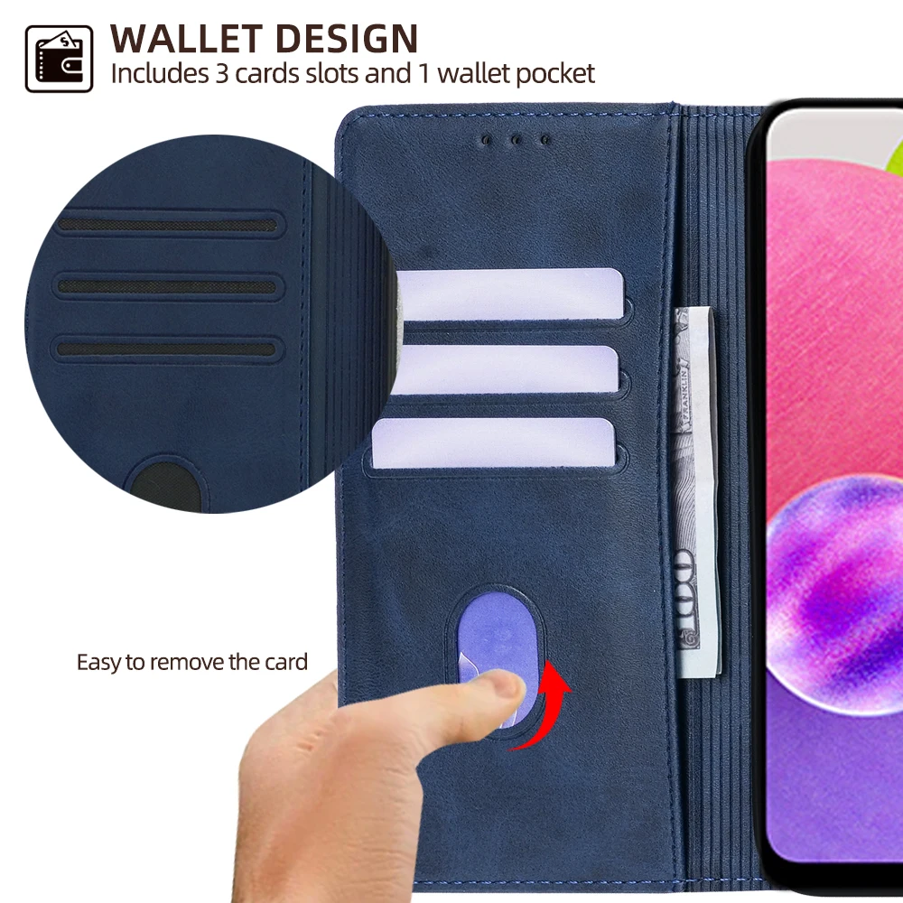 Fashion Leather Wallet Case for Samsung Galaxy M34 M33 M53 M14 M54 M32 M23 M04 Magnetic Flip Phone Case with Card Slots Funda