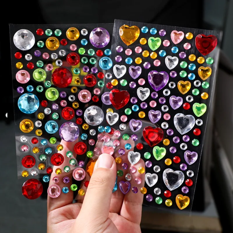 

Colorful Crystal Diamond Star Stickers Glitter Heart Seals for Kids DIY Craft Scrapbook Reward Classic Toys 3D Sticker