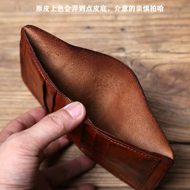 NZPJ männer Leder Brieftasche Retro Top Schicht Rindsleder Brieftasche Vertikale Dokument Clip Kurze Jugend frauen Ultra-dünne geldbörse Tasche – Detail 8