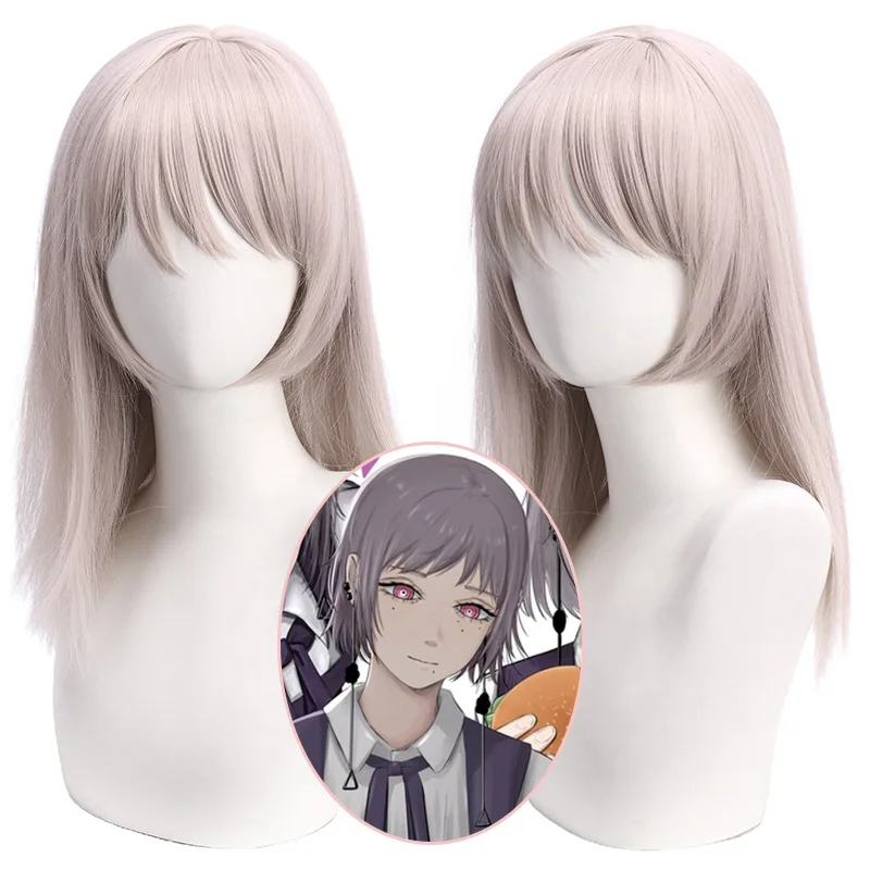 الموت الشيطان تأثيري الباروكات للكبار بالمنشار رجل أسود مثلث إسقاط أقراط انمي ياباني فستان شعر مستعار زي الملحقات مجموعة