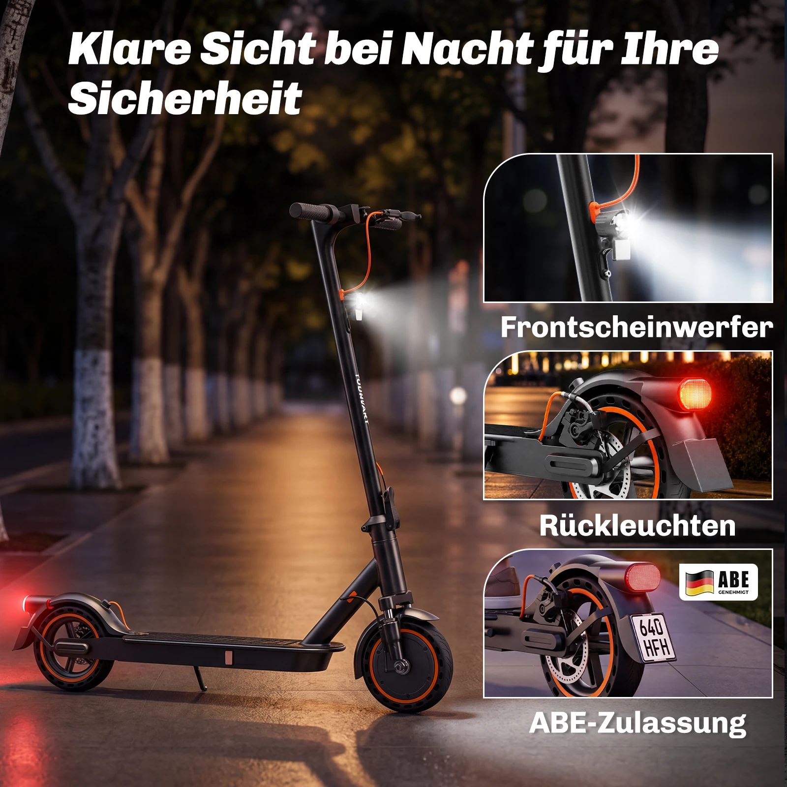 TODIMART T3A Elektroroller mit App, Elektroroller für Erwachsene, 36V 7.8Ah, 20 km/h, 25-35 km Reichweite, Vollgummireifen, faltbar – Detail 7