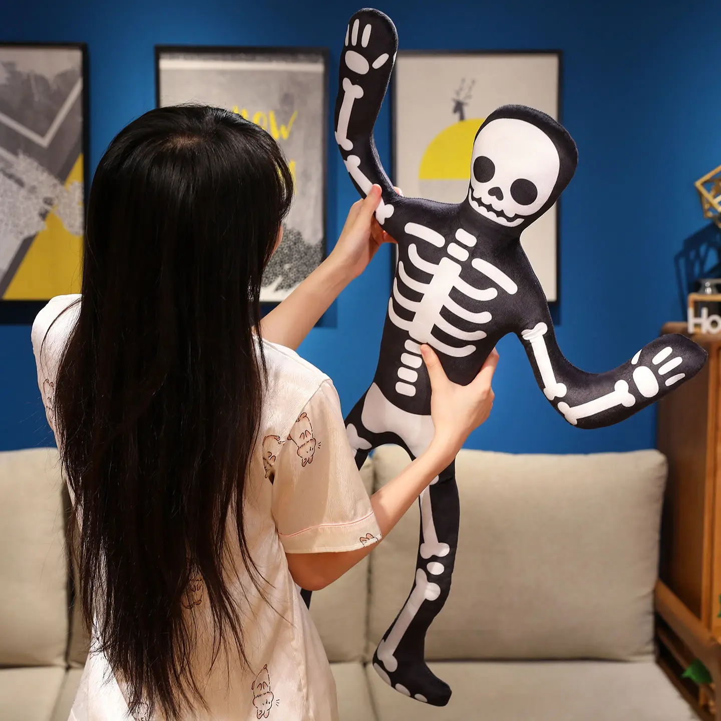 Muñecos creativos de peluche de calavera bailando para Halloween, diferentes postura de esqueleto, calabaza, fantasma, juguetes de peluche, decoración del hogar, juguetes para niños