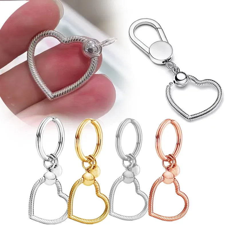 

Sterling Silver S925 Key Pendant Love Series Heart Shaped Charming Pendant Making Trendy Fine Jewelry Diy Gift for Women