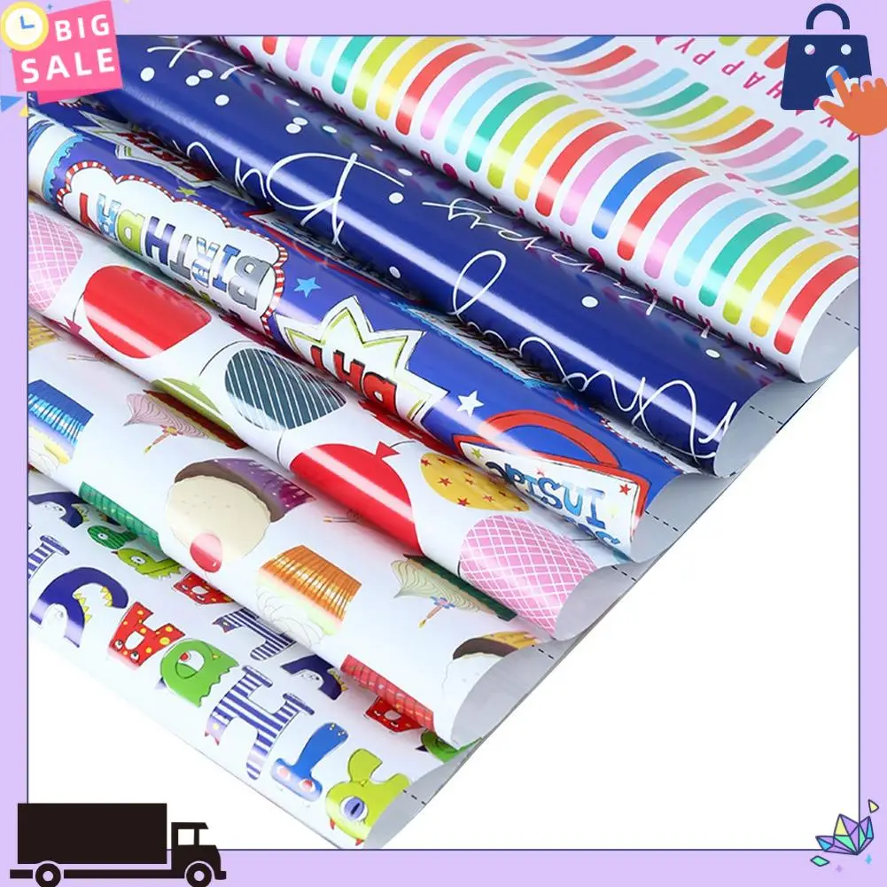 Wrapping Paper Sheets Set Of 6 ,For Birthday Party Wrapping Paper Gift Wrap Papers,Present Gift Wrapping Paper