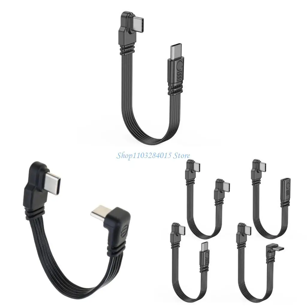 R6FF Elbow/Straight Head Type C Data Cable 45W Fast Charging Cord Wire Support 4K Video & 480Mbps Data Transfer for Phones