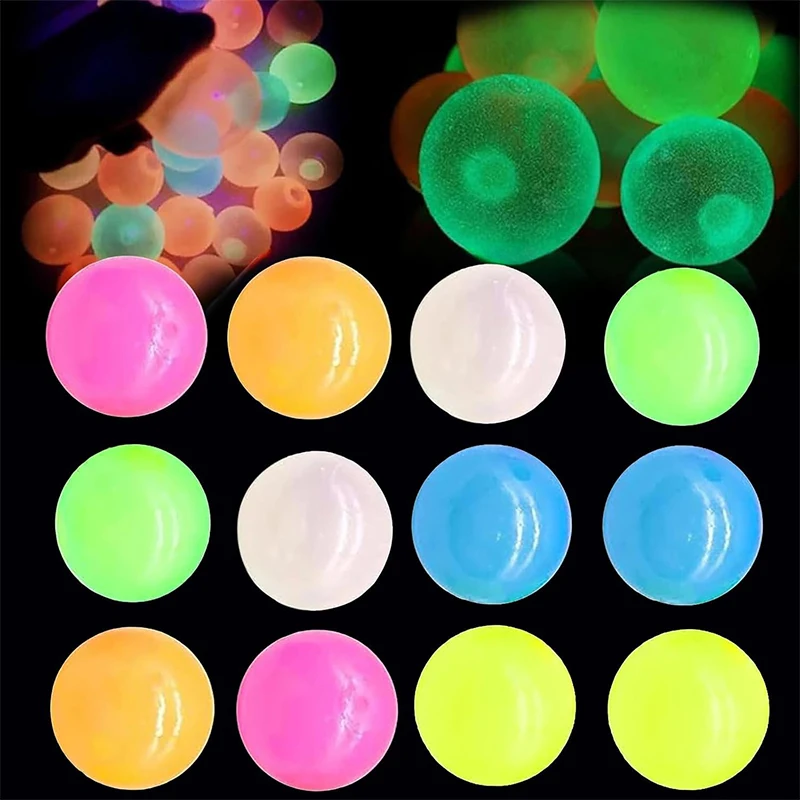 Im Dunkeln leuchtende, klebrige Deckenbälle, 5/10 Stück, klebrige, leuchtende Bälle, Fidget-Spielzeug, Stressabbau, sensorisches Spielzeug, Wand- und Deckendekoration