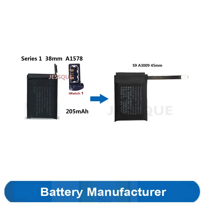 A1578 A1760 A1875 A2058 A2277 A2181 A2345 A2327 A2552 A3009 Battery For Apple S1 S2 S3 S4 S5 S6 S7 S8 S9 SE Smart Watch