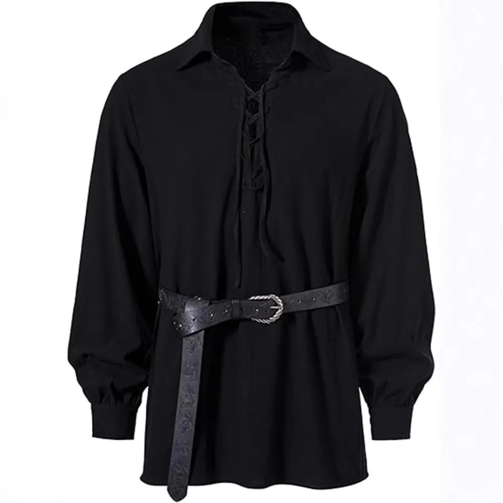 الوافدين الجدد لربيع وصيف 2025 - قميص رجالي عصري بياقة برباط على الطراز الأوروبي، قميص كاجوال بأكمام طويلة على طراز الهبي