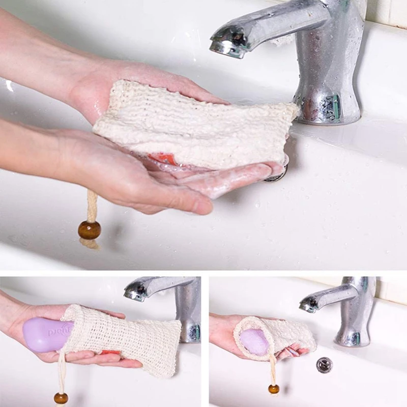 كيس الصابون العضوي ، رغوة وكيس الصابون الجاف ، حقيبة رامي ، 4 قطعة