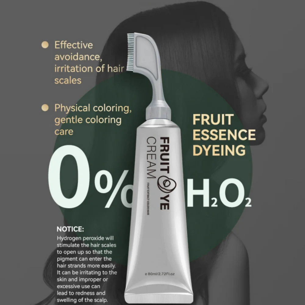 

80ml Anti Knotting Comb Design Fruit Extract Hair Color Dyeing Easy to Use Natural Black No Damage Essence Mild Beauty Health