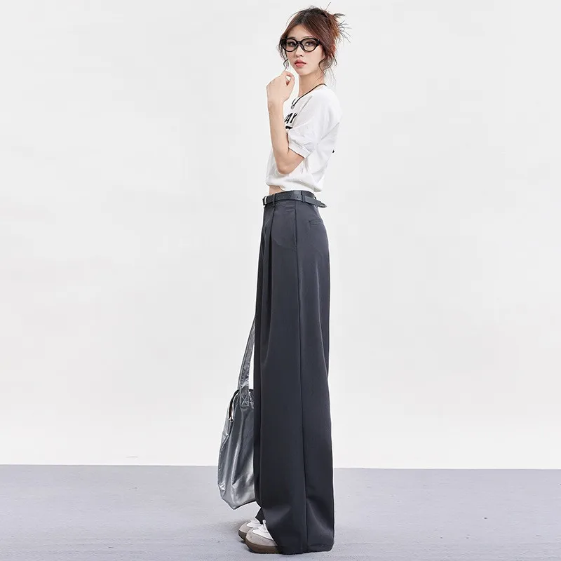 Spodnie damskie Spring Briti, casualowe, proste nogawki, szerokie nogawki, artystyczne spodnie w stylu western, mieszanka bawełny, wygodne.