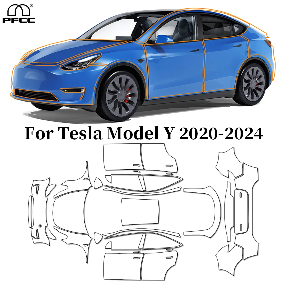

For Tesla Model Y 2020-2024 TPU Paint Protection Film Anti-Scratch Pre-cut PPF Car Body Clear Bra Resistant Invisible Repairable