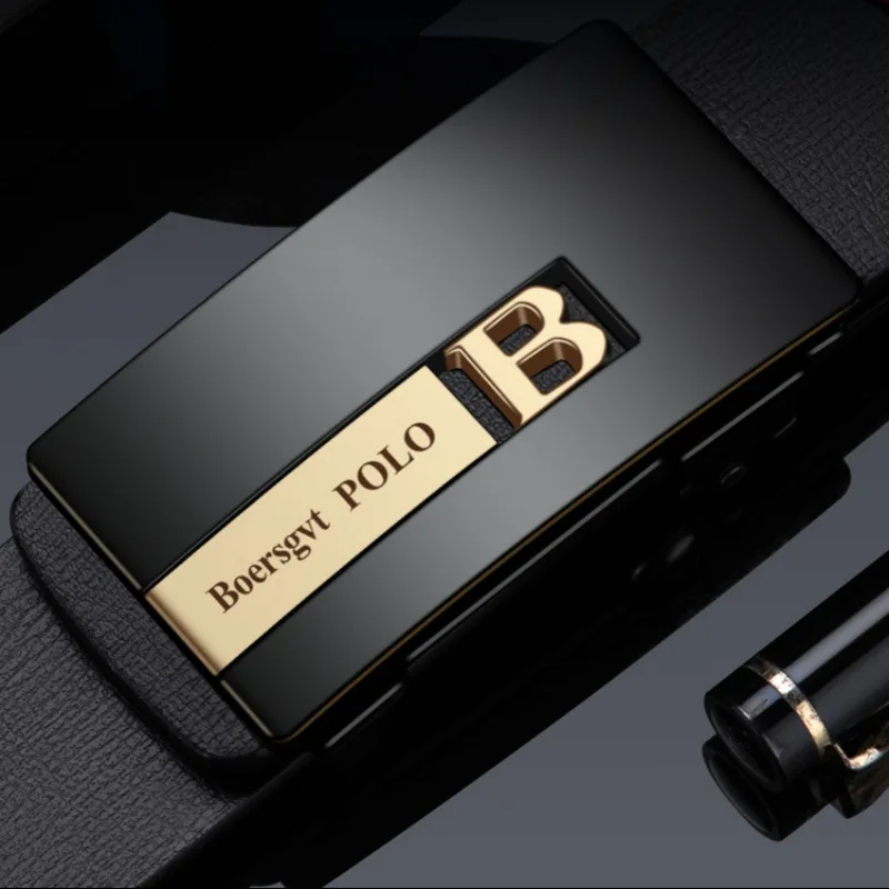 2025 Новый мужской модный ремень - беззубая автоматическая пряжка из натуральной яловой кожи |   Деловой повседневный пояс для среднего и молодежи