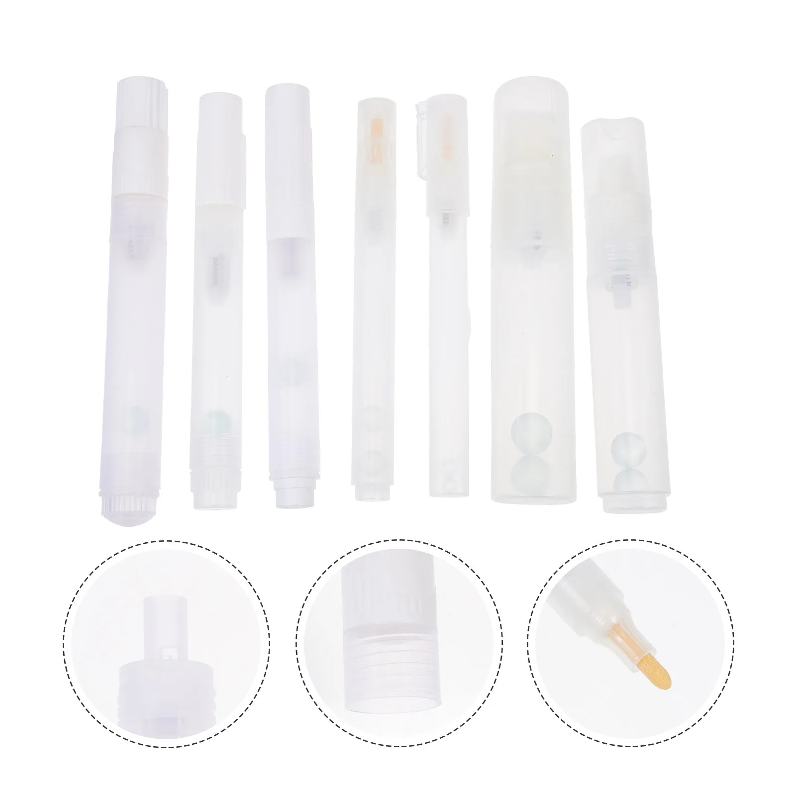 

7pcs Portable Paint Pen Shell Plastic Writing Pen Cases For Art Markers Simple Design Reusable Tip Cover White