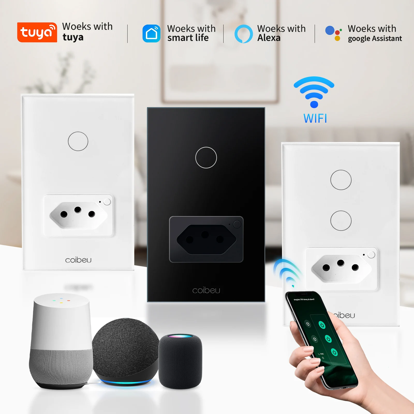 With Neutral, Alexa, Smart Switch, Tuya, intelligent interductor, switch,control, touch WiFi smart switch,