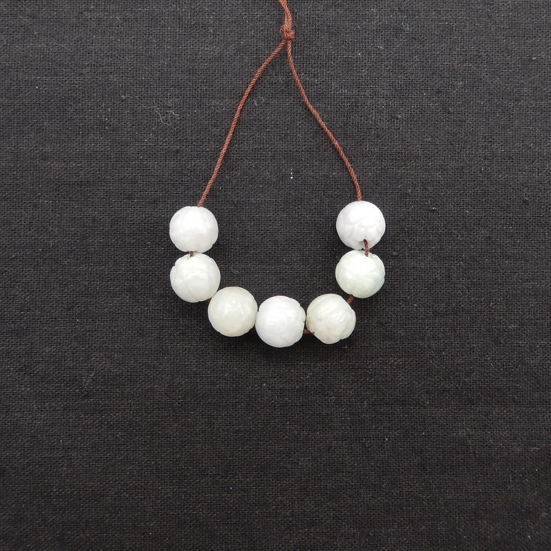 

7Pcs Natural Stone White Jade Loose Beads For Jewelry Making DIY Charms Necklace Pendant Bracelet 12x13x11mm 23.4g