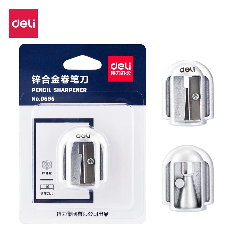 Deli 0595 Zinc Alloy Pencil Sharpener Handheld Metal Mini Portable Single Hole Office Student Supplies Stationery