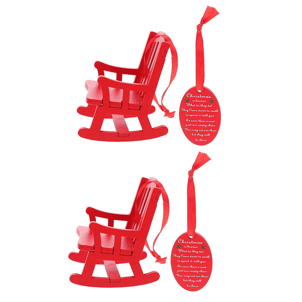 

2Pcs Wooden Chair Pendant Mini Rocking Chair Hanging Ornament DIY Xmas Tree Hanging Craft Christmas Festival Decor