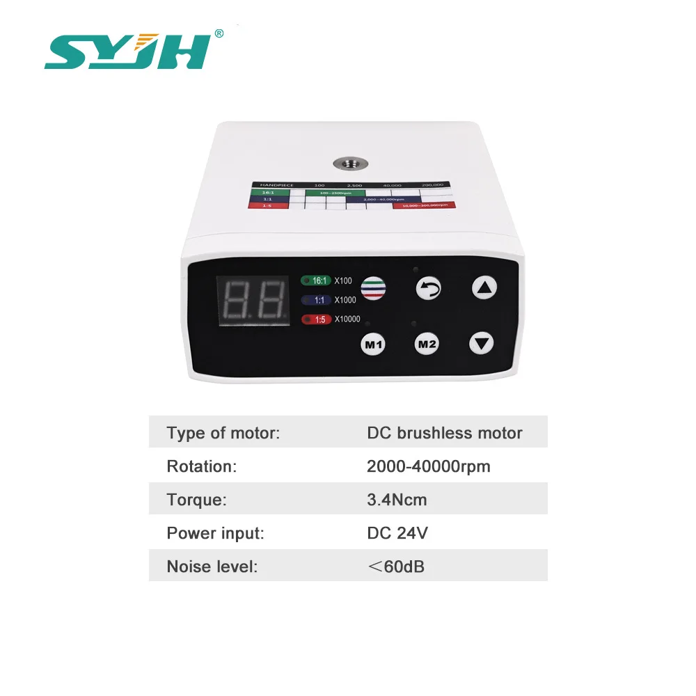

SYJH Dental LED Brushless Electric Micro Motor Internal Water Spray Foot Control with Low Speed Handpiece Dental Equipment Tools