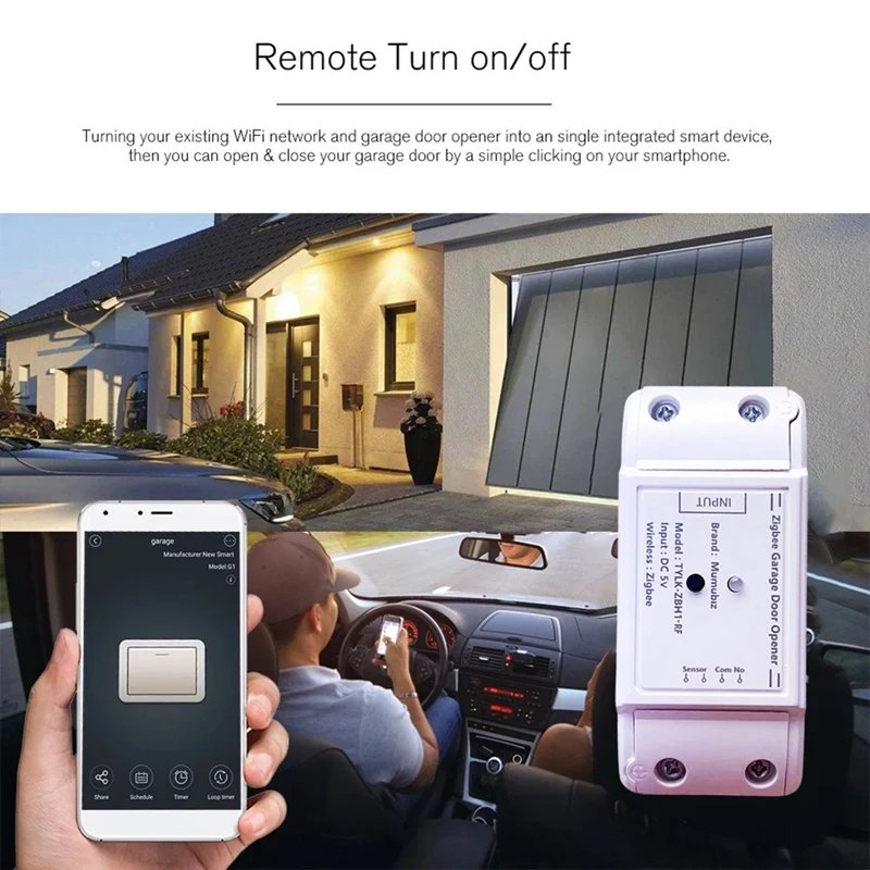 Ouvre-porte de Garage Intelligent avec Commande Sans Fil, RF433 Mhz, pour Alexa Yandex, Durable et Facile à Installer, Tuya Wifi