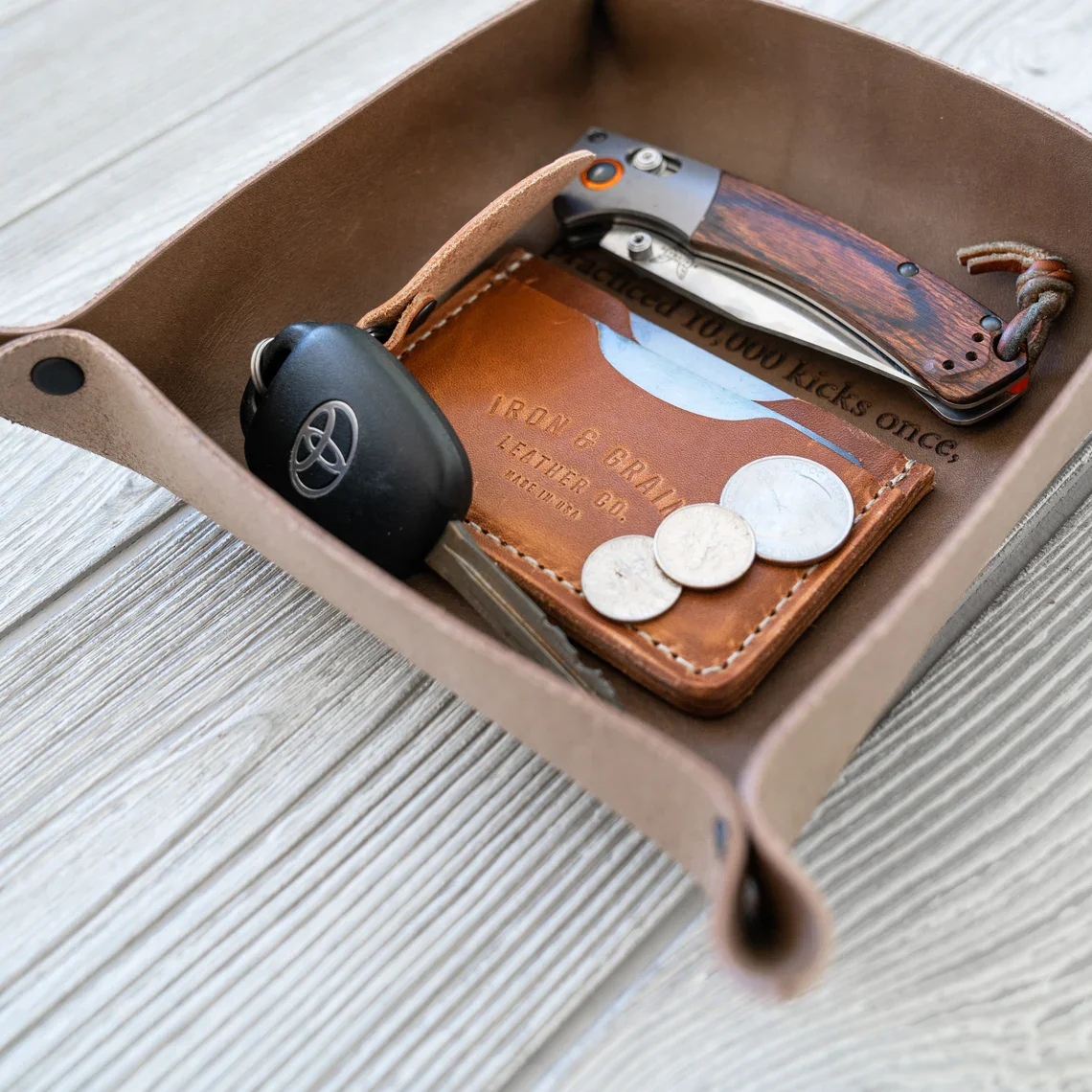 3 Year anniversary gift, Custom Leather valet tray, Gift for men, mens gift, catchall, anniversary gift, personalized leather, h