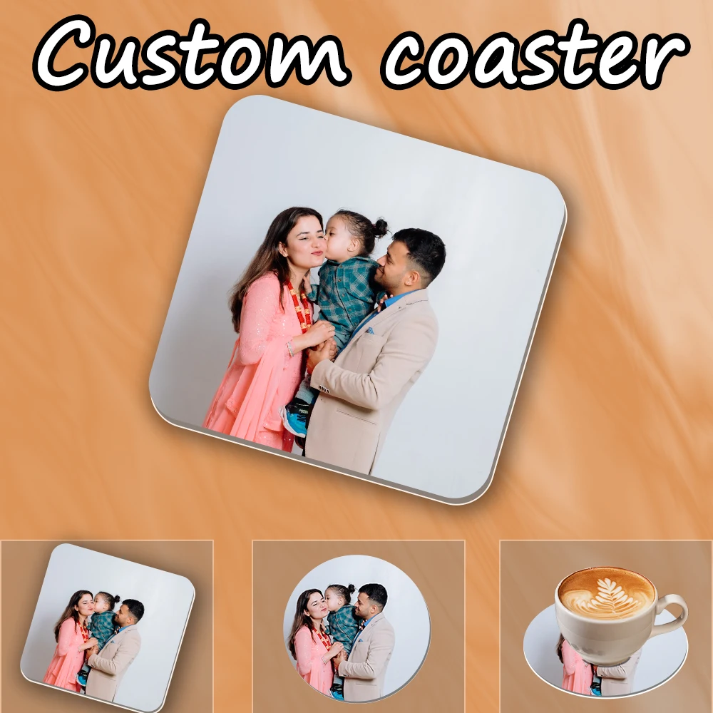 1pc Acrylic Custom Coasters, Personalized Coasters For Cups, Customized Cup Mat with Your Photo/Image, Idea Gift for Wedding