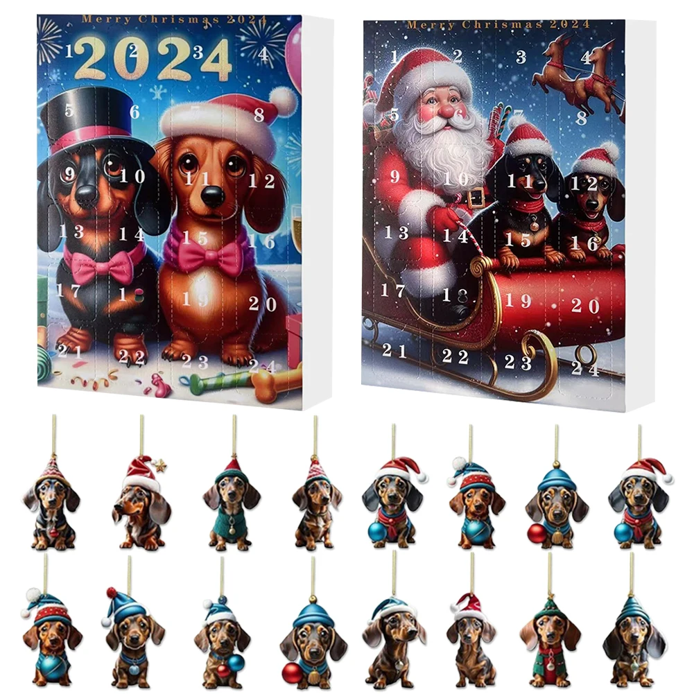 2024 Advent Calendar 2024 Dachshunds Christmas Vacation Advent Calendar Collectible Funny Dog Set Gifts for Teenage Girls Boys