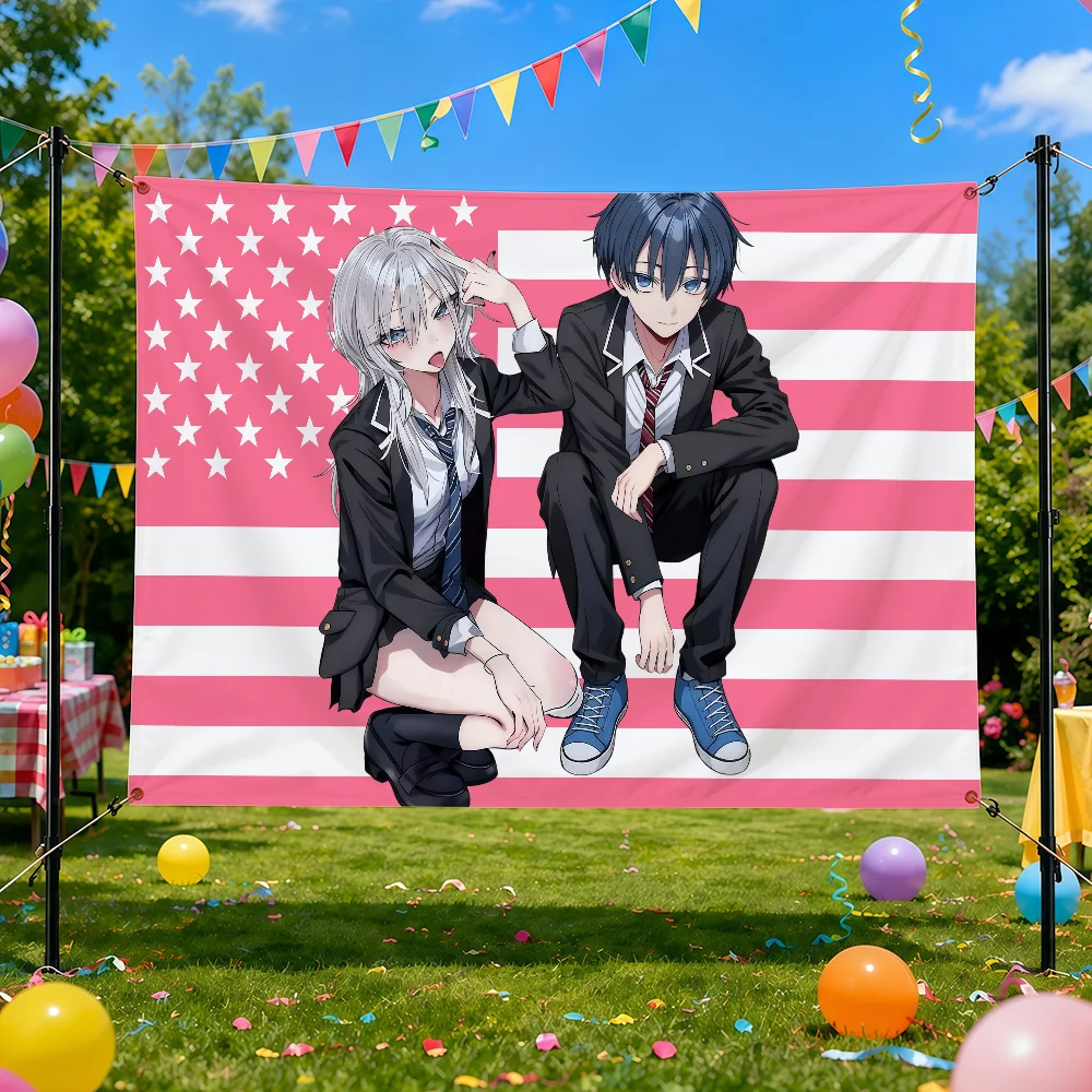 Haimiya-senpai Wa Kowakute Kawaii Manga Flag Decorative Home Yard & Garden Decor Banner - Indoor Outdoor Wall Hanging Flag