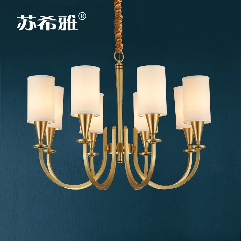 a-1  All copper chandelier simple modern creative living room atmosphere country restaurant villa study lamp