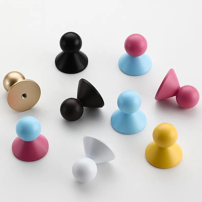 Creative personalized handle aluminum alloy cabinet door handle multi-color sunny doll beautiful drawer single hole handles