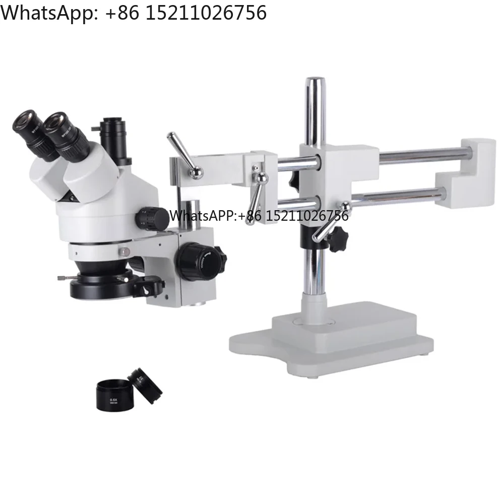 14MP USB Industry Microscope Camera 3.5X-90X Simul-Focal Stereo Microscopio Digital Double Boom Stand Trinocular for Mobilephone