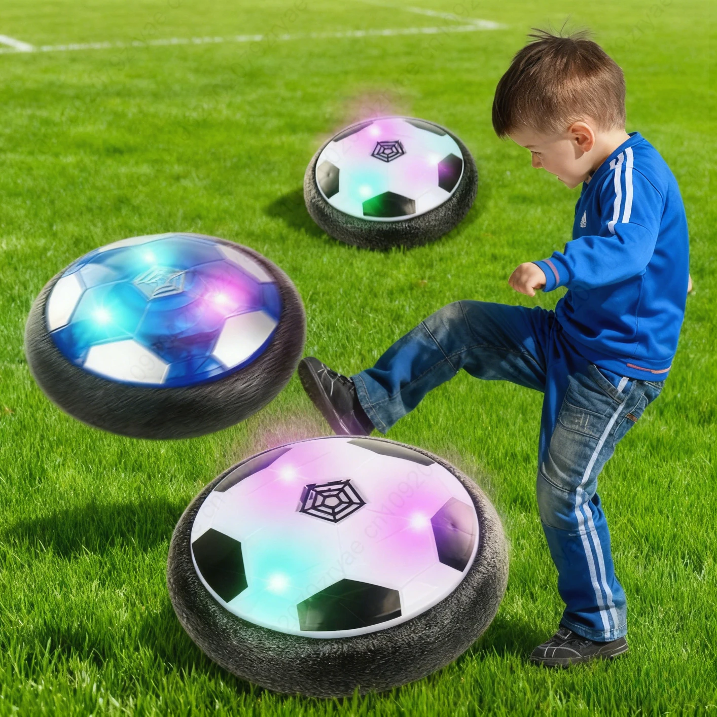 تعليق كرة القدم الهوائية الكهربائية لعبة رياضية ABS تحوم كرة القدم مع مصباح ليد تجنب الاصطدام الداخلي لعبة أطفال