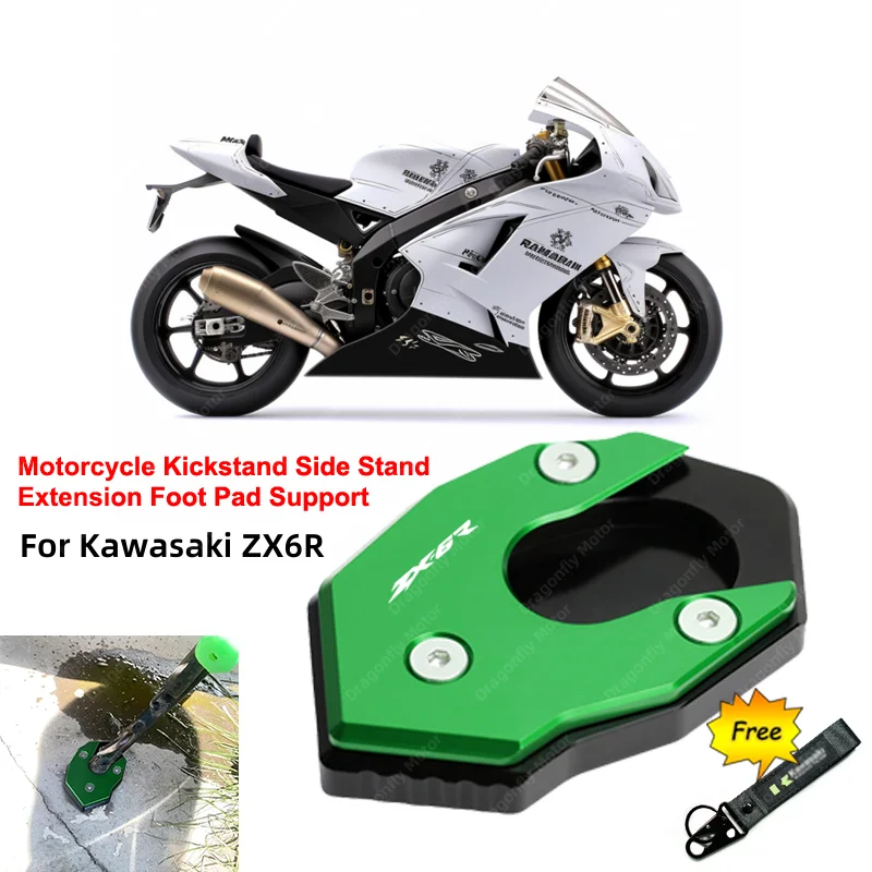 

Motorcycle Accessories Kickstand Side Stand Extension Foot Pad Support For Kawasaki Ninja ZX6R ZX-6R ZX 6R 2009-2022