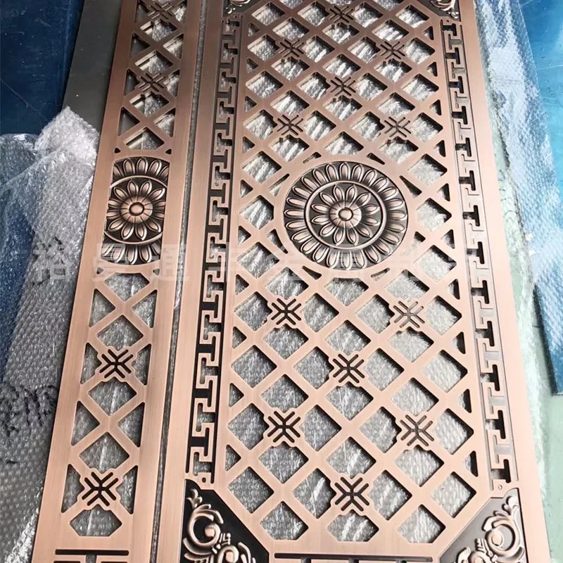 Modern Red Bronze Hollow Partition Grid Hotel Aluminum Carving Screen Fine Crafted Decorative Divider Panel for Interior