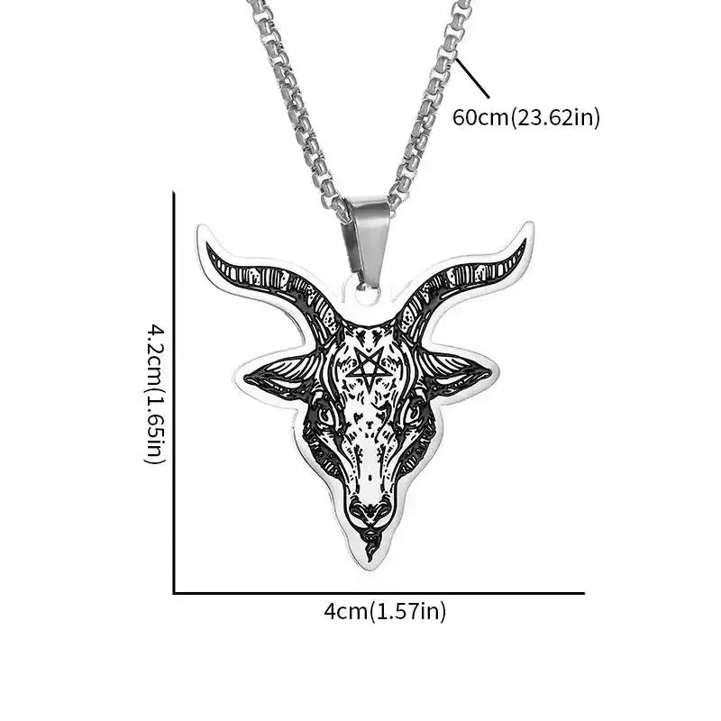 Classic Retro Inverted Pentagram Goat Pendant Necklace for Men Fashionable Personalized Punk Pagan Jewelry Accessories Gifts