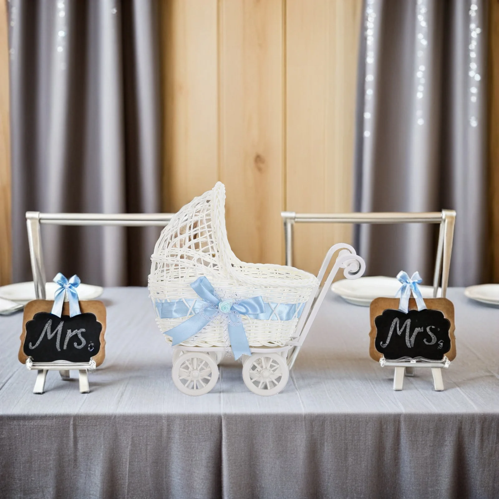 

Mini Rattan Trolley Basket Decor Handwoven Candy Storage Wedding Baby Shower Snack Serving Party Favor Candy Holder Wicker