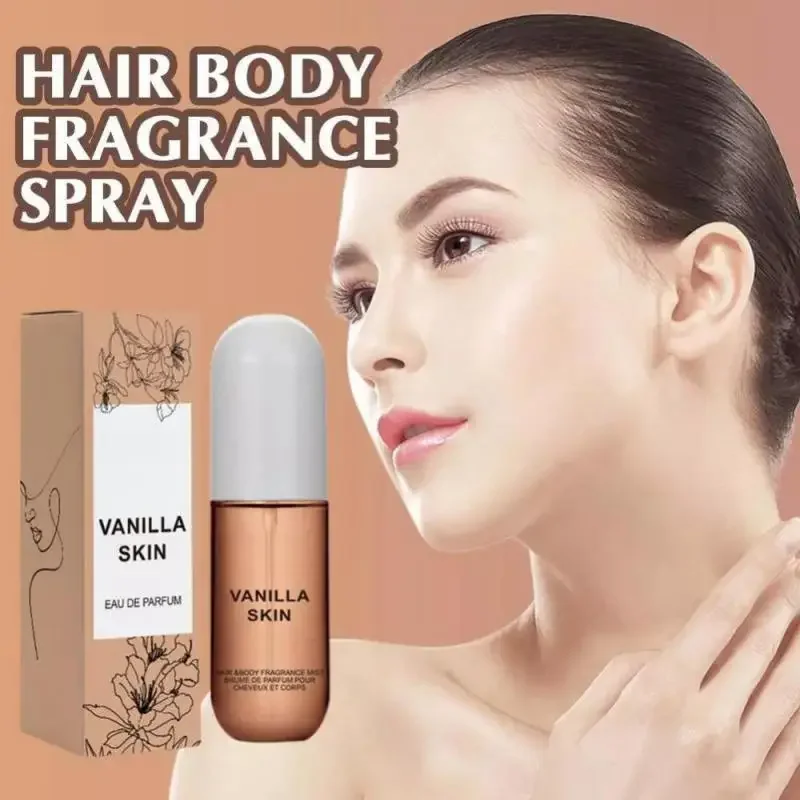 Niebla corporal de piel de vainilla y coco de 50ml, aceite esencial de vainilla para la piel, pulverizador de niebla con fragancia corporal y cabello de larga duración para mujeres