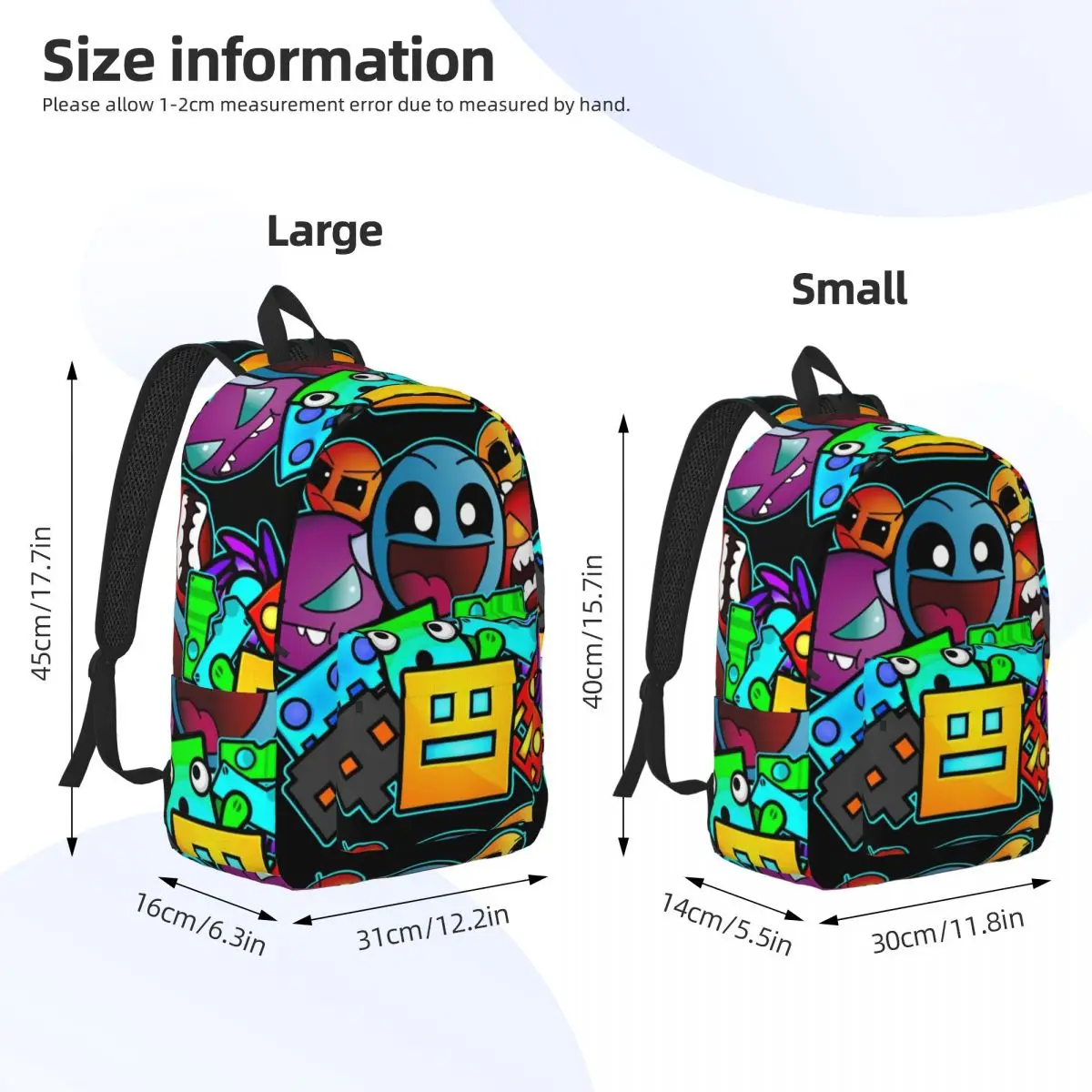 Game Geometric Dash Old School Gaming Backpack Preschool Primary School Student Geometry Dash Bookbag Kids Daypack with Pocket