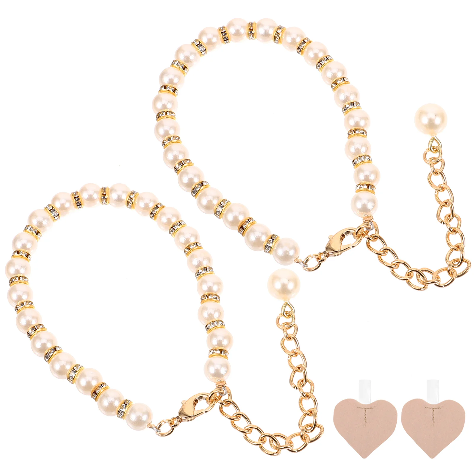 

2 Pcs High Heels Pearl Chains Women Shoe Strap Metal Ankle Straps Replacement Heel Straps for DIY Pumps Anti Slip Accessories
