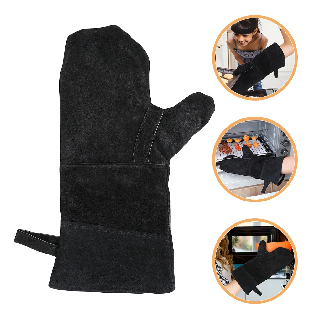 2pcs BBQ Gloves High Temperature Resistant Thick Cotton Work Baking Mittens Non Slip Kitchen Spark Proof