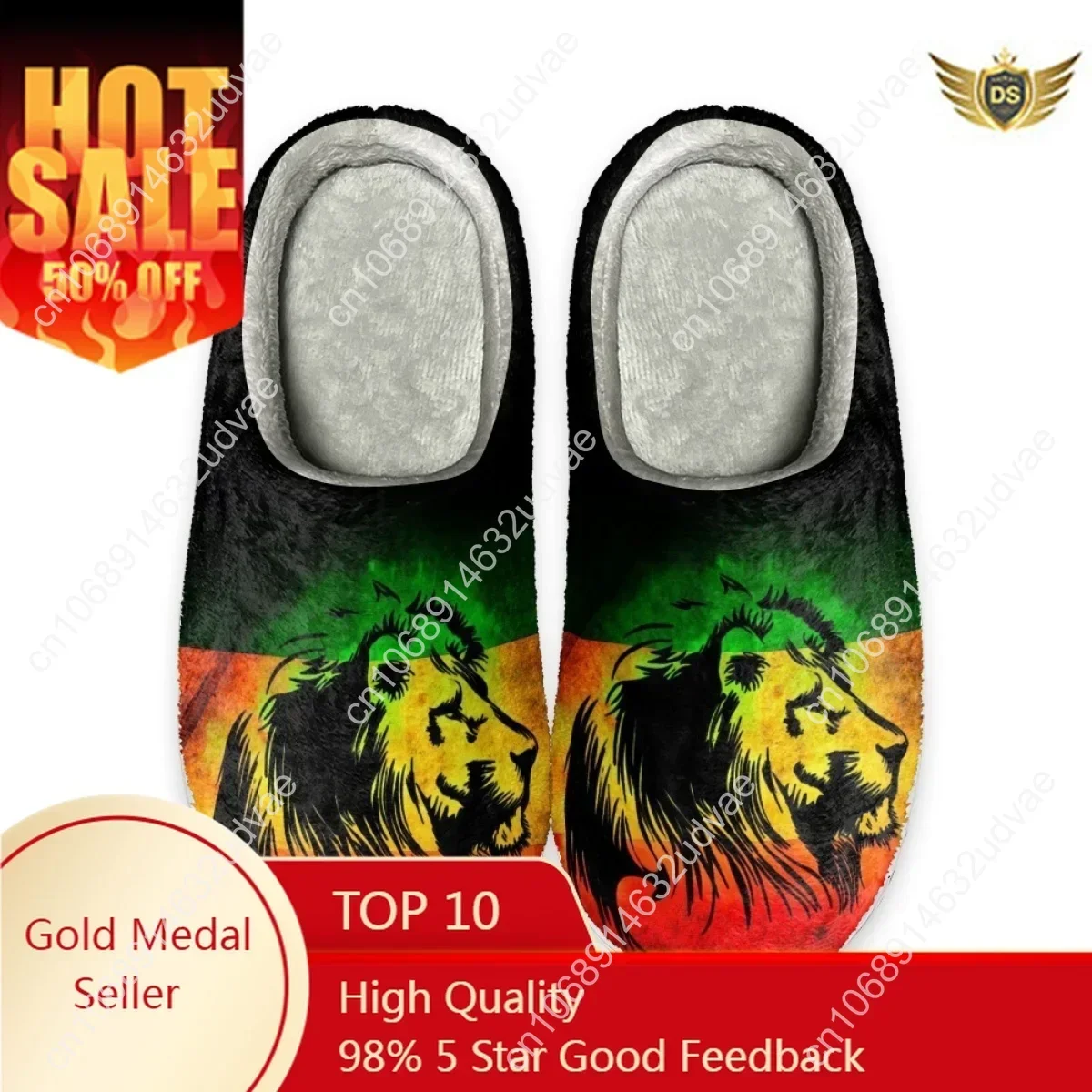 

Autumn Winter Women Cotton Slippers Reggae Lion Design Household Indoor Warm Slides Non-Slip Home Couple Cozy Footwear Zapatos