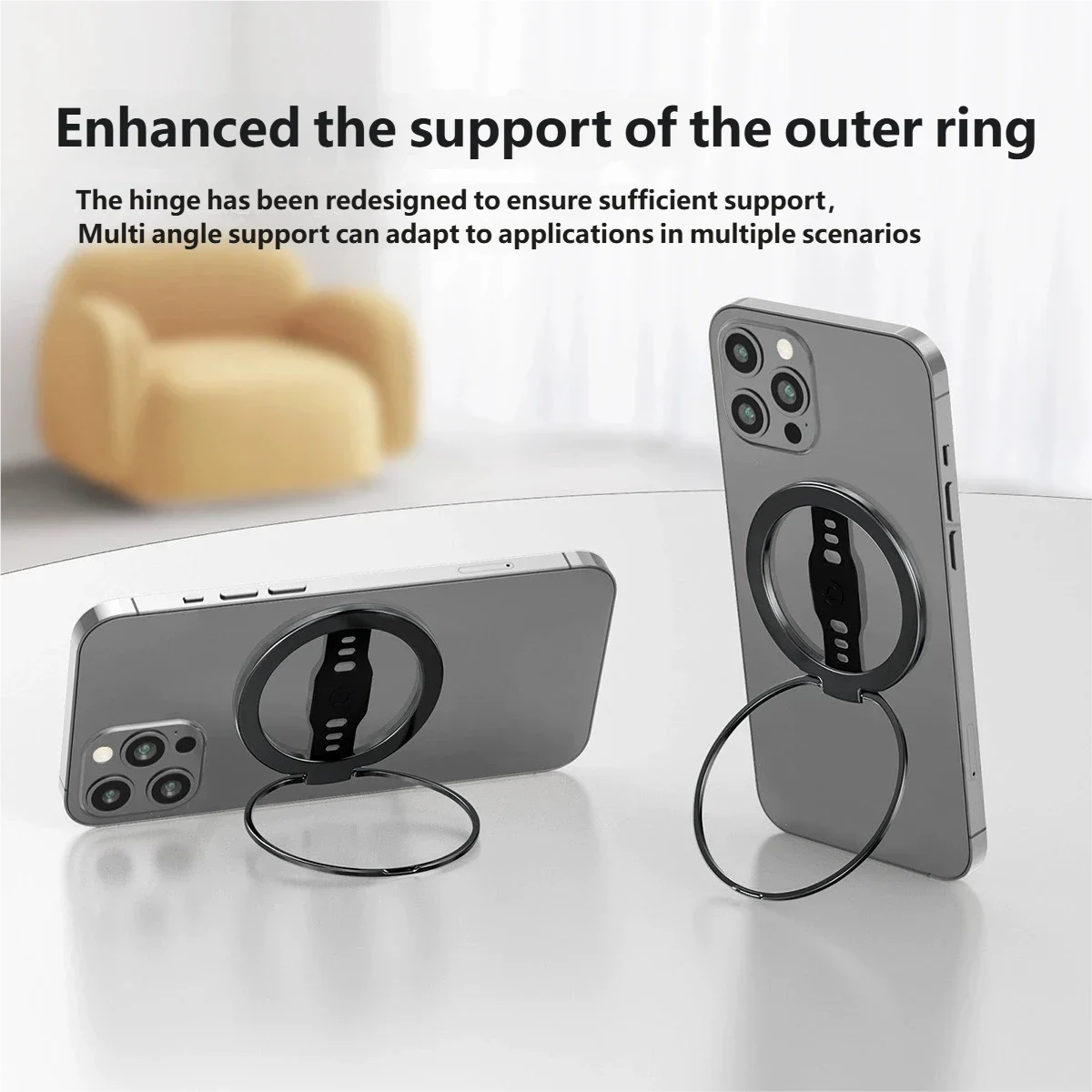 for Magsafe Wireless Charging Phone Grip Stand with Silicone Finger Strap Removable Car Magnetic Ring Phone Holder Phone Holder