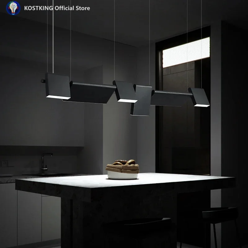 Modern Design Rotatable Black Led Chandelier Lighting Dining Room Decor Led Chandeliers Lamp Bar Loft Hanging Lights Fixtures